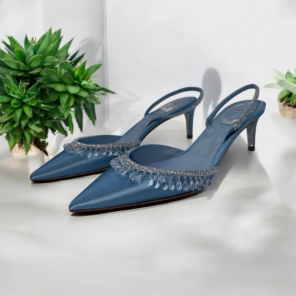 Rene Caovilla Shoes - Rene Caovilla 60MM Crystal & Satin Slingback Pumps